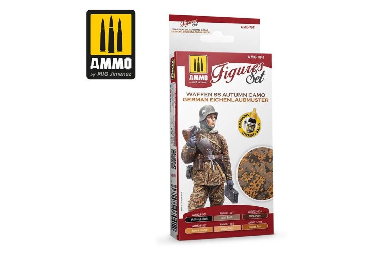 AMMO MIG 7041 WAFFEN SS Autumn Camo. German Einchenlaubmuster - Acryl Set - Mig7041 waffen ss autumn camo german einchenlaubmuster set 1 - MIG7041-XS
