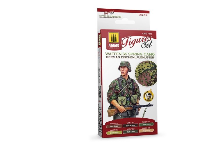 AMMO MIG 7043 Waffen SS Spring Camo - German Einchenlaubmuster - Acryl Set - Mig7043 waffen ss spring camo german einchenlaubmuster figures set 1 - MIG7043-XS
