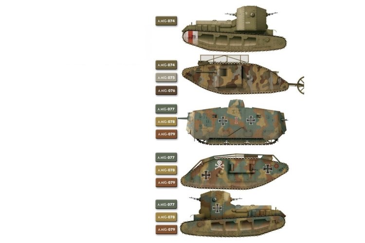AMMO MIG 7111 WWI British & German Colors - Acryl Set - Mig7111 xs 2 - MIG7111-XS