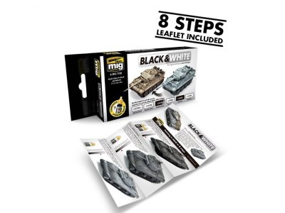 AMMO MIG 7128 Black & White Technique - Acryl Set - Mig7128 xs 1 - MIG7128-XS
