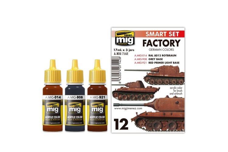 AMMO MIG 7142 German out of Factory Colors - Acryl set - Mig7142 xs - MIG7142-XS