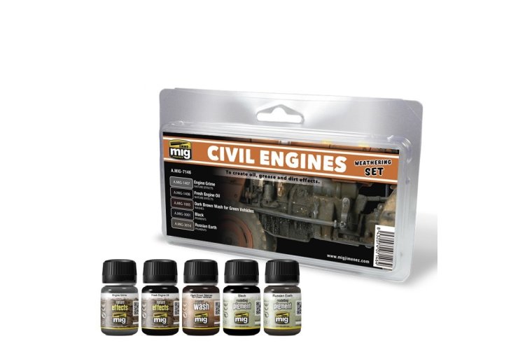 AMMO MIG 7146 Civil Engines - Weathering Set - Mig7146 xs - MIG7146-XS
