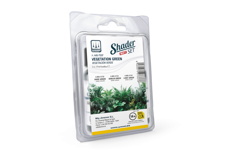 AMMO MIG 7337 Matt Shader Set - Vegetatie Groen Kleurenset -  3x17ml - Mig7337 xs 1 - MIG7337-XS
