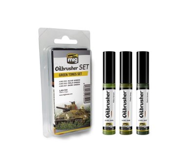 AMMO MIG 7502 Oilbrushers Green Tones - Set - Mig7502 xs - MIG7502-XS