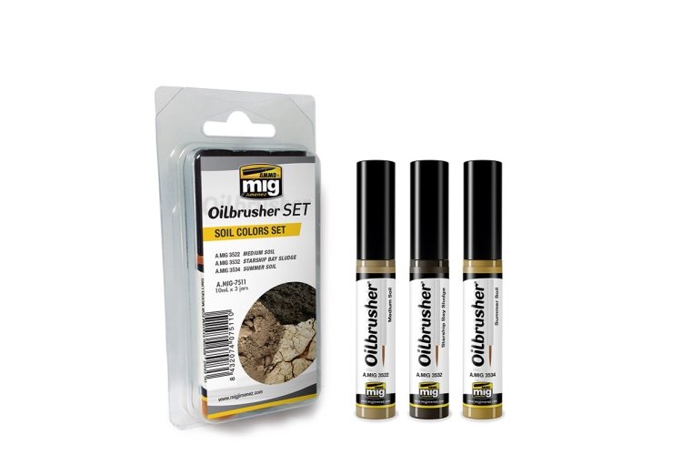 AMMO MIG 7511 Oilbrusher Soil Colors - Set - Mig7511 soil colors set 1 - MIG7511-XS