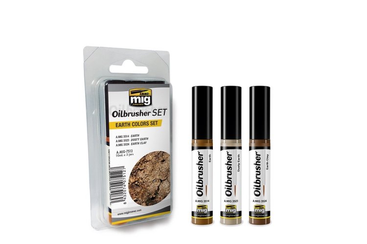 AMMO MIG 7512 Oilbrusher Earth Colors - Set - Mig7512 earth colors set 1 - MIG7512-XS