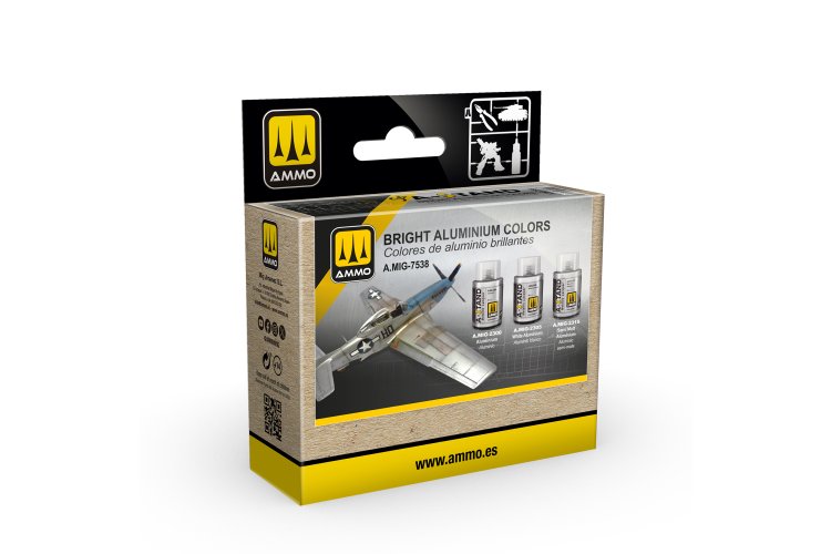 AMMO MIG 7538 A-Stand &ndash; Bright Aluminium Colors Set &ndash; 3x30ml - Mig7538 - MIG7538