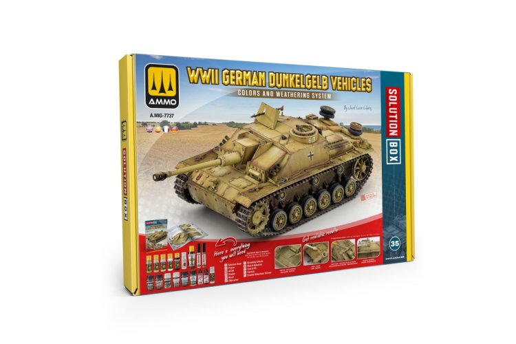 AMMO MIG 7737 Solution Box 35 - WWII German Dunkelgelb Vehicles - Kleuren- en Verweringssysteem - Mig7737 xs 1 - MIG7737-XS