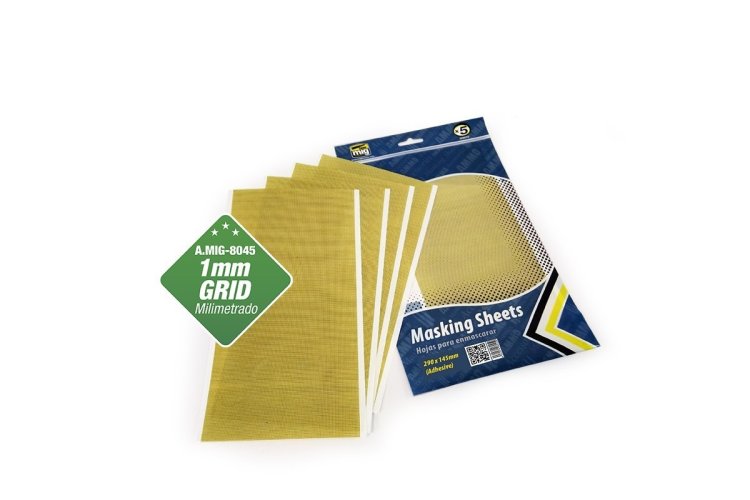 AMMO MIG 8045 Masking Sheets - 1 mm Grid x 5 Sheets - 290x145mm (Adhesive) - Mig8045 xs 1 - MIG8045-XS