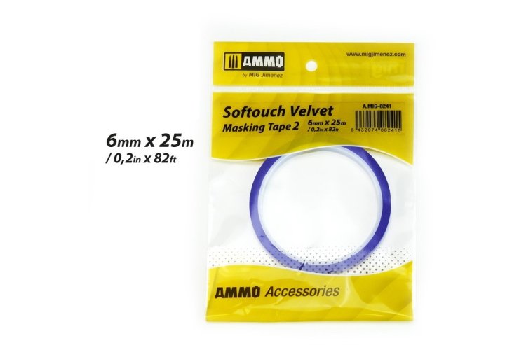 AMMO MIG 8241 Softouch Velvet Masking Tape No.2 - 6mm - Mig8241 xs 1 - MIG8241-XS