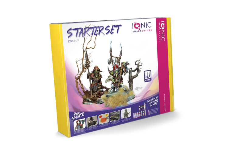 AMMO MIG IO0477 Ionic Smart Colors - Starter Set - Acryl 8x20 ml + Primer 60 ml + 2 Penselen - Migio0477 xs 1 - MIGIO0477-XS