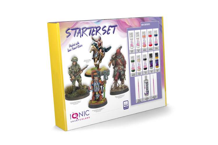 AMMO MIG IO0477 Ionic Smart Colors - Starter Set - Acryl 8x20 ml + Primer 60 ml + 2 Penselen - Migio0477 xs 2 - MIGIO0477-XS