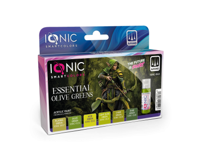 AMMO MIG IO0519 Ionic Smart Colors - Essential Olive Greens Kleurenset - Acryl 6x20 ml - Migio0519 xs 1 - MIGIO0519-XS