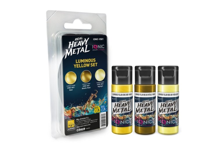 AMMO MIG IO0581 Ionic Smart Colors - Real Heavy Metal - Luminous Yellow Color Set - Acrylic Set 3x20 ml - Migio0581 xs 1 - MIGIO0581-XS