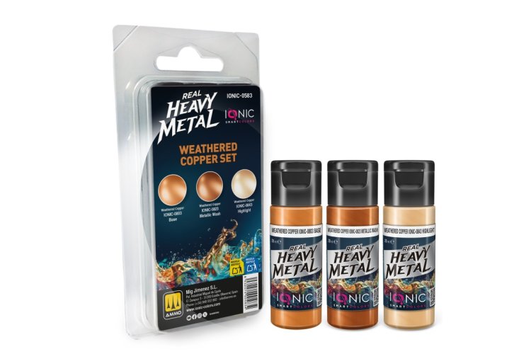 AMMO MIG IO0583 Ionic Smart Colors - Real Heavy Metal - Weathered Copper Color Set - Acrylic Set 3x20 ml - Migio0583 xs 1 - MIGIO0583-XS