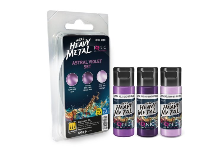 AMMO MIG IO0588 Ionic Smart Colors - Real Heavy Metal - Astral Violet Color Set - Acrylic Set 3x20 ml - Migio0588 xs 1 - MIGIO0588-XS