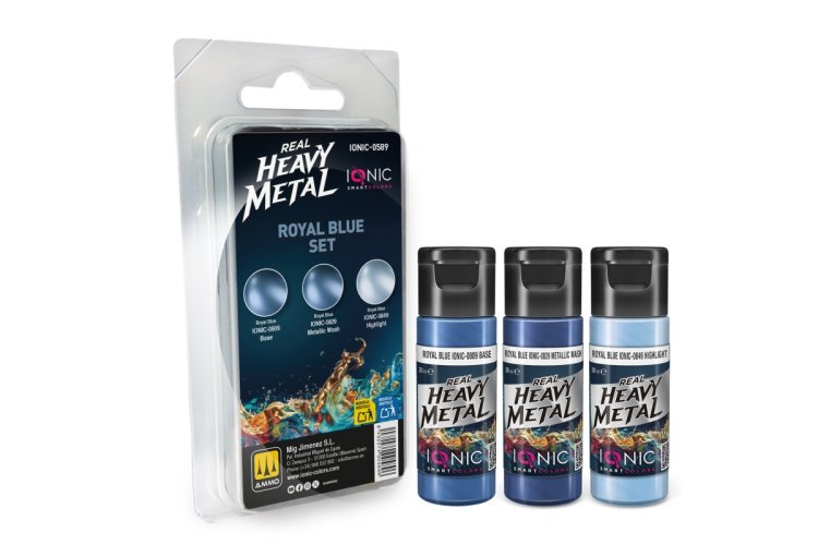 AMMO MIG IO0589 Ionic Smart Colors - Real Heavy Metal - Koningsblauw Kleurenset - Acryl Set 3x20 ml - Migio0589 xs 1 - MIGIO0589-XS