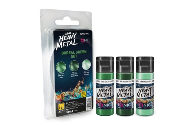AMMO MIG IO0593 Ionic Smart Colors - Real Heavy Metal - Boreal Green Color Set - Acrylic Set 3x20 ml - Migio0593 xs 1 - MIGIO0593-XS