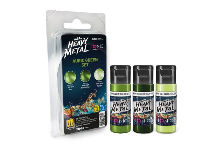 AMMO MIG IO0594 Ionic Smart Colors - Real Heavy Metal - Auric Green Color Set - Acrylic Set 3x20 ml - Migio0594 xs 1 - MIGIO0594-XS
