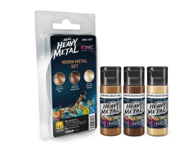 AMMO MIG IO0597 Ionic Smart Colors - Real Heavy Metal - Versleten Metaal Kleurenset - Acryl Set 3x20 ml - Migio0597 xs 1 - MIGIO0597-XS