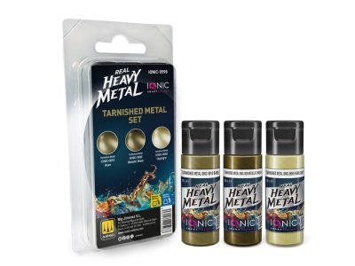 AMMO MIG IO0598 Ionic Smart Colors - Real Heavy Metal - Aangeslagen Metaal Kleurenset - Acryl Set 3x20 ml - Migio0598 xs 1 - MIGIO0598-XS