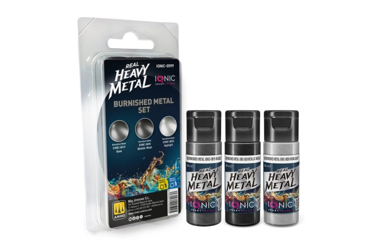 AMMO MIG IO0599 Ionic Smart Colors - Real Heavy Metal - Gepolijst Metaal Kleurenset - Acryl Set 3x20 ml - Migio0599 xs 1 - MIGIO0599-XS