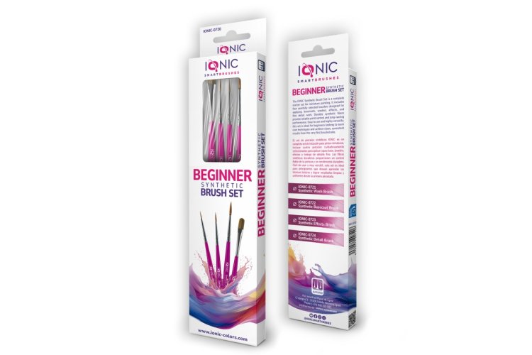 AMMO MIG IO0720 Ionic Smart Colors - Synthetic Brush Set for Beginners - 4 Pieces - Migio0720 xs 1 - MIGIO0720-XS