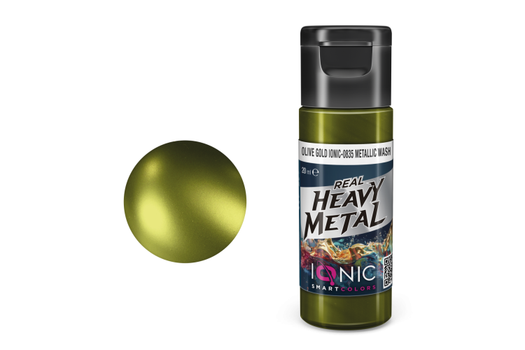 AMMO MIG IO0835 Ionic Smart Colors - Real Heavy Metal - Olijfgoud - Metallic Wash - Metallic Acryl - 20ml - Migio0835 xs - MIGIO0835-XS