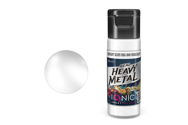 AMMO MIG IO0840 Ionic Smart Colors - Real Heavy Metal - Bright Silver - Highlight - Metallic Acrylic - 20ml - Migio0840 xs - MIGIO0840-XS