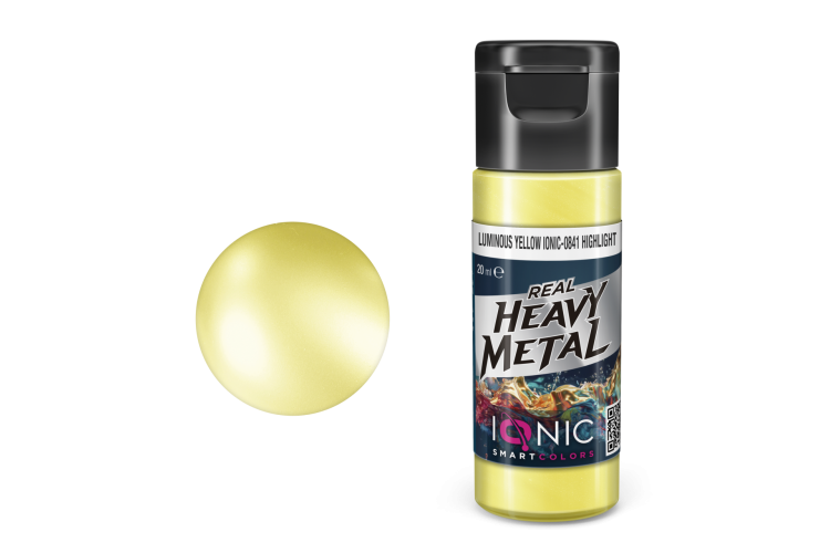 AMMO MIG IO0841 Ionic Smart Colors - Real Heavy Metal - Luminous Yellow - Highlight - Metallic Acrylic - 20ml - Migio0841 xs - MIGIO0841-XS