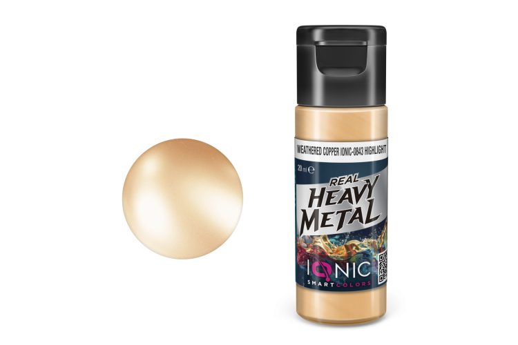 AMMO MIG IO0843 Ionic Smart Colors - Real Heavy Metal - Weathered Copper - Highlight - Metallic Acrylic - 20ml - Migio0843 xs - MIGIO0843-XS