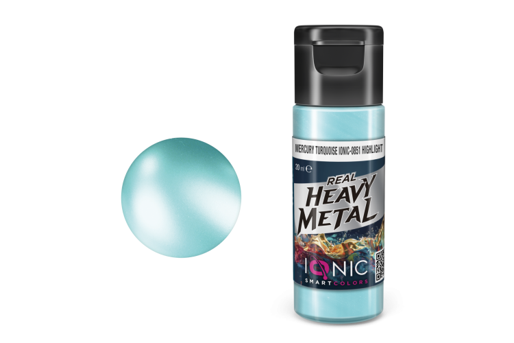 AMMO MIG IO0851 Ionic Smart Colors - Real Heavy Metal - Mercury Turquoise - Highlight - Metallic Acrylic - 20ml - Migio0851 xs - MIGIO0851-XS