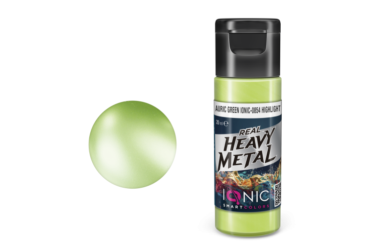 AMMO MIG IO0854 Ionic Smart Colors - Real Heavy Metal - Auric Green - Highlight - Metallic Acrylic - 20ml - Migio0854 xs - MIGIO0854-XS