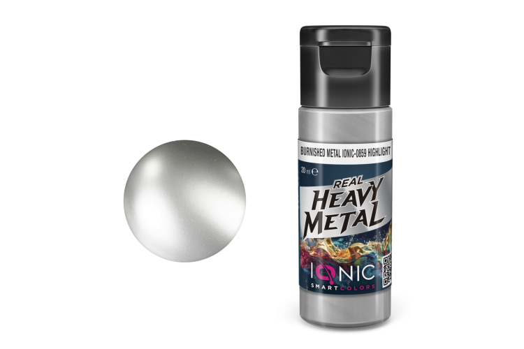 AMMO MIG IO0859 Ionic Smart Colors - Real Heavy Metal - Burnished Metal - Highlight - Metallic Acrylic - 20ml - Migio0859 xs - MIGIO0859-XS