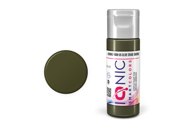 AMMO MIG IO1009 Ionic Smart Colors - US Olive Drab Donkere Basiskleur - Acryl - 20 ml - Migio1009 xs 1 - MIGIO1009-XS