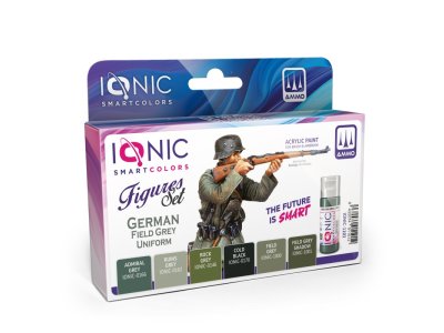 AMMO MIG IO1101 Ionic Smart Colors - WWII German Field Grey Uniform Kleurenset - Acryl Set 6x20ml - Migio1101 xs 1 - MIGIO1101-XS