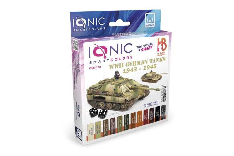 AMMO MIG IO1201 Ionic Smart Colors &ndash; WWII German Tanks 1943&ndash;1945 Colors Set &ndash; Acrylic Set 12x20ml - Migio1201 xs 1 - MIGIO1201-XS