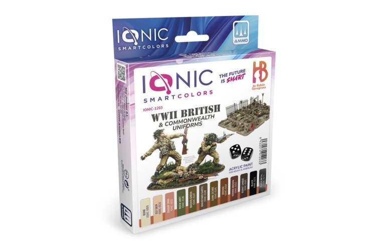 AMMO MIG IO1203 Ionic Smart Colors - WWII Britse & Gemenebest Uniformen Kleurenset - Acryl Set 12x20ml - Migio1203 xs 1 - MIGIO1203-XS
