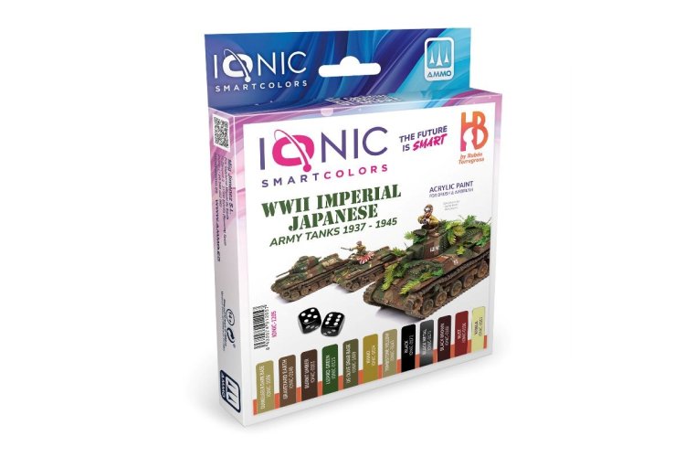 AMMO MIG IO1205 Ionic Smart Colors - WWII Japanse Keizerlijke Leger Tank 1937 - 1945 Kleurenset - Acryl Set 12x20ml - Migio1205 xs 1 - MIGIO1205-XS