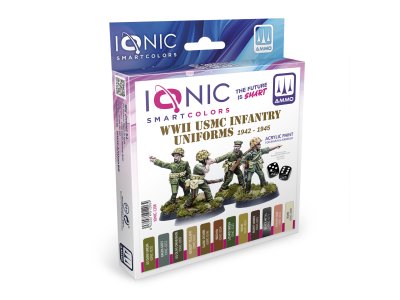 AMMO MIG IO1206 Ionic Smart Colors &ndash; WWII USMC Infantry Uniforms 1942&ndash;1945 Color Set &ndash; Acrylic Set 12x20ml - Migio1206 xs 1 - MIGIO1206-XS
