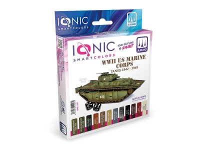 AMMO MIG IO1207 Ionic Smart Colors - WWII US Marine Korps Tanks 1942 - 1945 Kleurenset - Acryl Set 12x20ml - Migio1207 xs 1 - MIGIO1207-XS