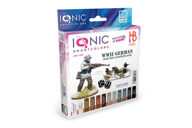 AMMO MIG IO1208 Ionic Smart Colors - WWII Duitse Winter Camouflage Kleurenset - Acryl Set 12x20ml - Migio1208 xs 1 - MIGIO1208-XS
