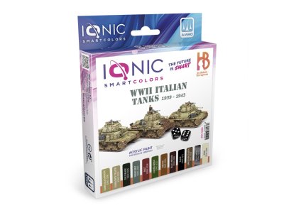AMMO MIG IO1210 Ionic Smart Colors - WWII Italian Tanks 1939-1943 Paint Set - Acrylic Set 12x20 ml - Migio1210 xs 1 - MIGIO1210-XS