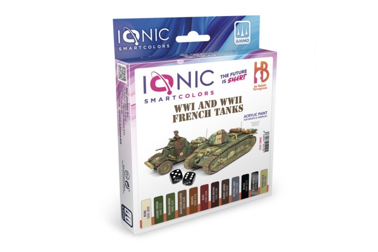 AMMO MIG IO1212 Ionic Smart Colors - WWI and WWII French Tanks Paint Set - Acrylic Set 12x20 ml - Migio1212 xs 1 - MIGIO1212-XS
