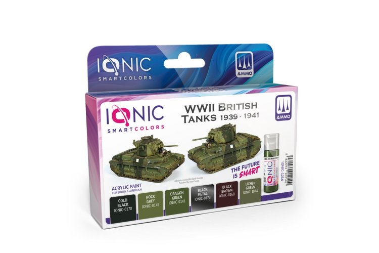AMMO MIG IO1214 Ionic Smart Colors - WWII British Tanks 1939-1941 Kleurenset - Acryl Set 6x20ml - Migio1214 xs 1 - MIGIO1214-XS