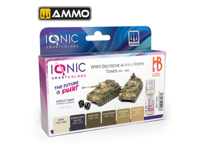 AMMO MIG IO1216 Ionic Smart Colors - WWII Deutsches Afrikakorps Tanks Kleurenset - Acryl 6x20 ml - Migio1216 xs 1 - MIGIO1216-XS