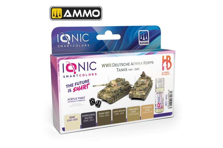 AMMO MIG IO1216 Ionic Smart Colors - WWII Deutsches Afrikakorps Tanks Kleurenset - Acryl 6x20 ml - Migio1216 xs 1 - MIGIO1216-XS