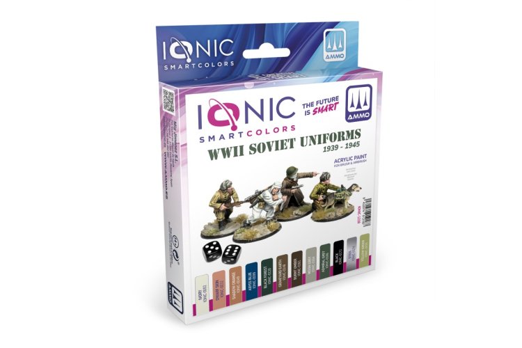 AMMO MIG IO1218 Ionic Smart Colors - WWII Soviet Uniforms 1939-1943 Paint Set - Acrylic Set 12x20 ml - Migio1218 xs 1 - MIGIO1218-XS