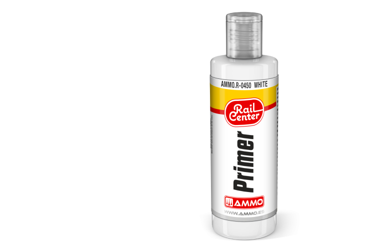 AMMO MIG R0450 Rail Center - White - Primer - Acrylic - 60ml - Migr0450 xs 1 - MIGR0450-XS