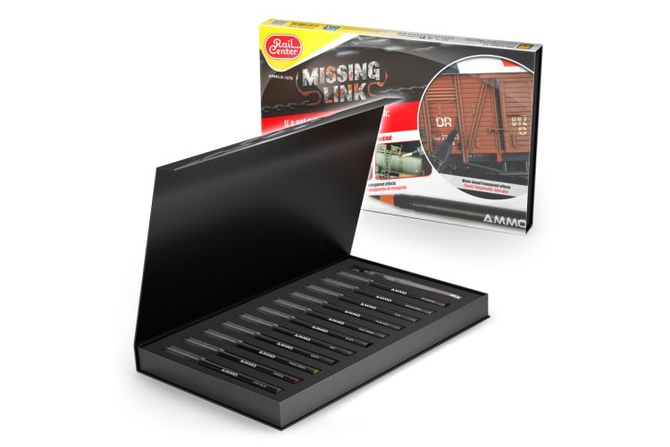 AMMO MIG R1070 Rail Center Missing Link - Treinen - Waterverfpenseel Puntmarker Set - 12 Kleuren - Migr1070 3 - MIGR1070